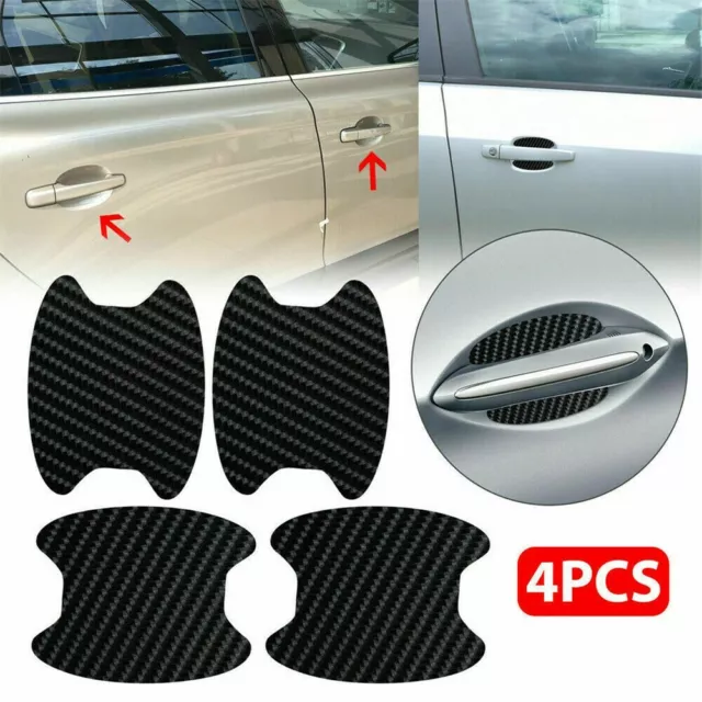 4x Fibra di Carbonio Auto Maniglia Antigraffio Protezione Film Adesivi Accessori