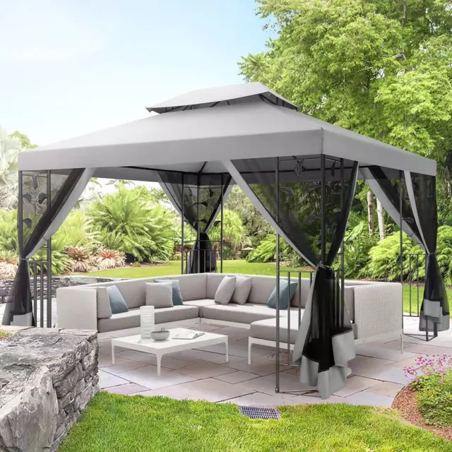 Pavillon 3x3m/3x4m WASSERDICHT Gartenpavillon  Partyzelt Stabil Metall Festzelt