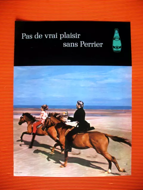 Publicite De Presse Perrier Eau Gazeuse A Cheval Bord De Mer Ad 1970