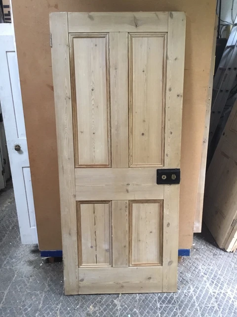 Antique Stripped Pine Victorian 4 Panelled Door 73” X 31 1/2” X 1 1/2”
