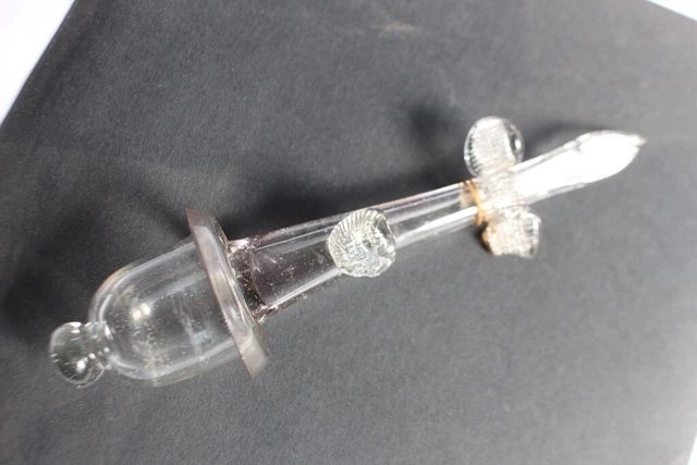 Bénitier verre transparent soufflé XIXe siècle Art populaire (39296)