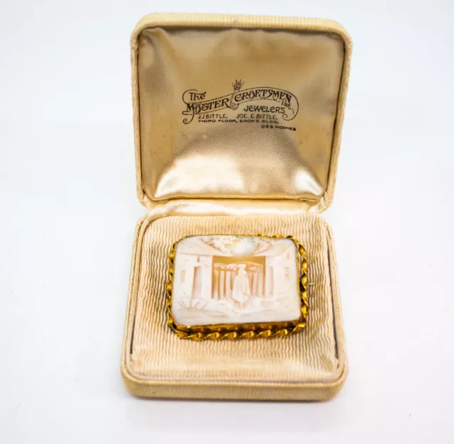 ANTIQUE VICTORIAN GOLD Cameo Pin With Original Box $20.50 - PicClick