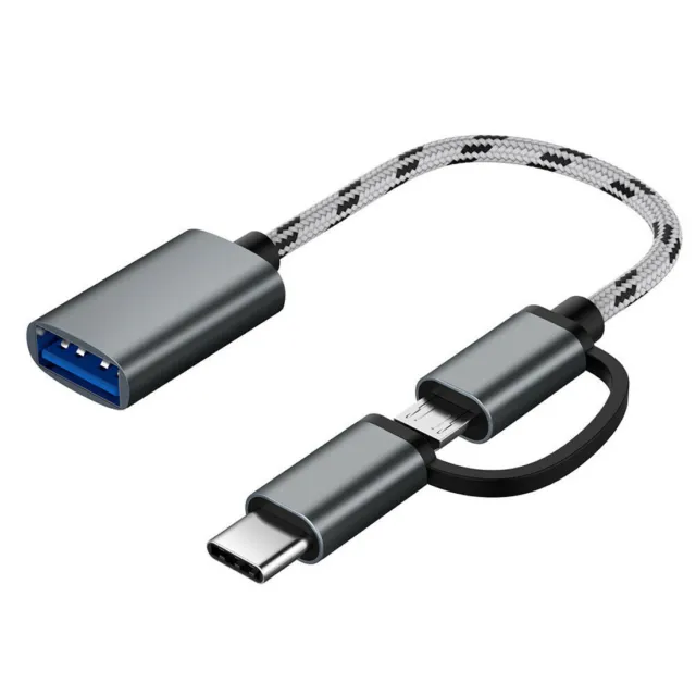 H79 USB Type C + Micro Connecteur À 3.0 Douille Câble Adaptateur OTG 2in1 18cm