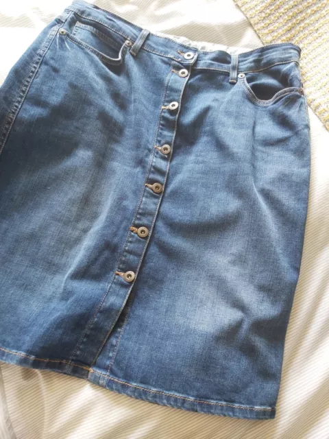 Ladies Size 14 Marks And Spencer Indigo Collection Denim Skirt New