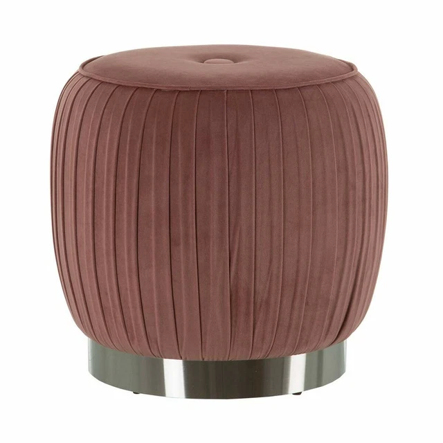 Puff Tessuti Sintetici Legno Rosa 43x43x42 cm