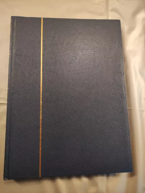 Brand New Navy Blue Stamp Album / Stockbook. 16/32 Black Pages 9 Strips Per Page