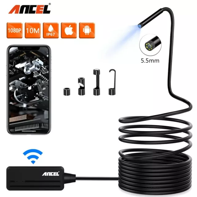 Ancel Endoscope Camera WIFI 5.5MM USB Inspection 1080P IP67 Semi-rigid Camera