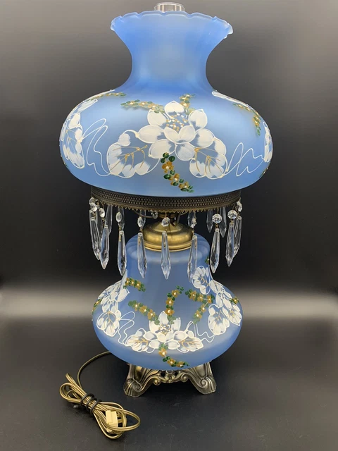 Jumbo Vintage Hurricane Lamp Gone with the wind GWTW Hand Painted Globes 3-way
