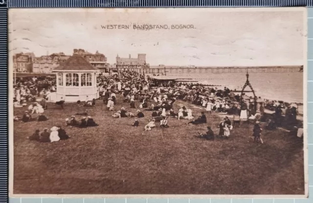 Old Postcard 1927 Bognor Western Bandstand