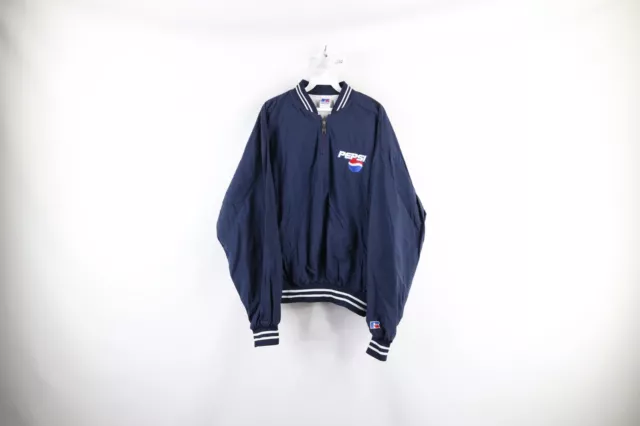 Vtg 90s Russell Athletic Mens Large Spell Out Pepsi Co Half Zip Pullover Jacket