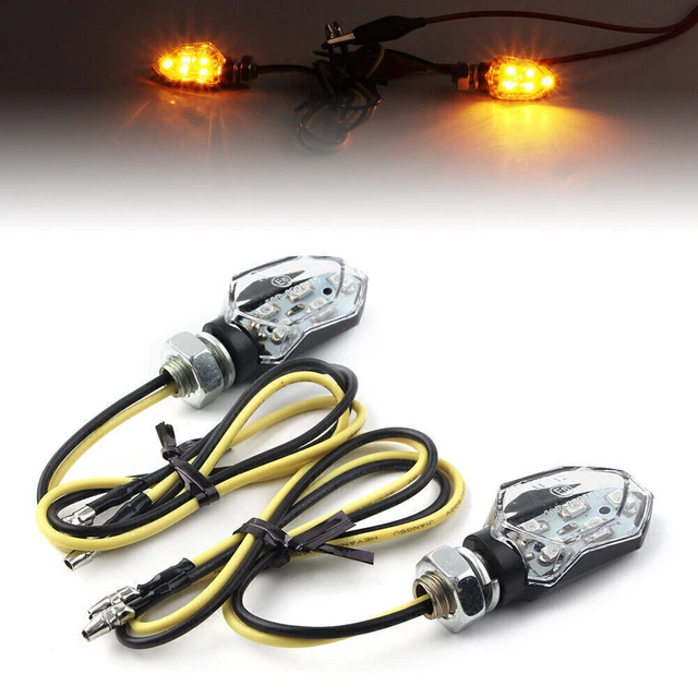 2x Motorcycle Mini Smoke Blinker LED Turn Signal Amber Indicators Lights