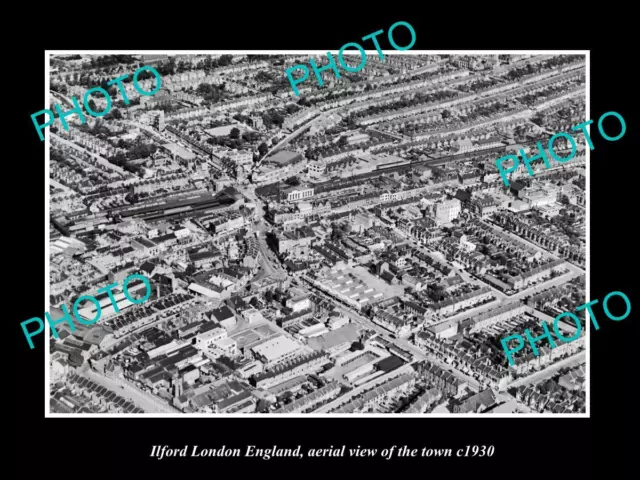 OLD LARGE HISTORIC PHOTO OF ILFORD LONDON ENGLAND AERIAL VIEW OF TOWN c1930 1