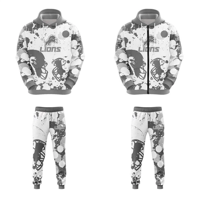Detroit Lions Mens Tracksuit Hoodies Sweatshirt Sweatpants Jogging Pants Gift