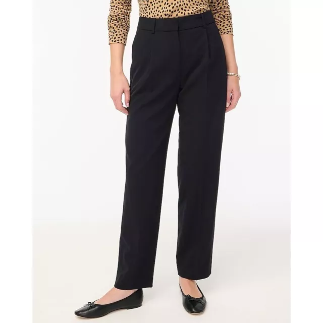 J. Crew Factory Womens Pleated Trouser Pants Stretch Pockets Black 10