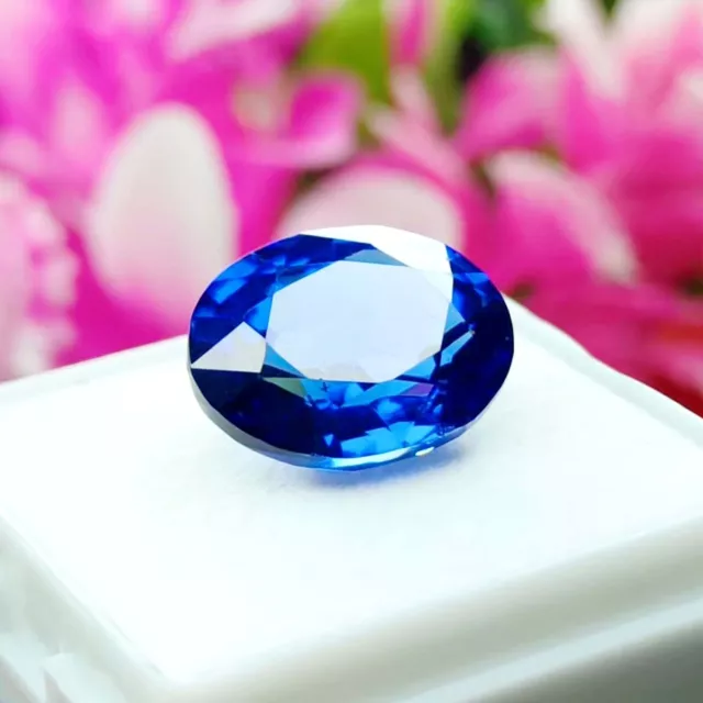 VVS + Taille de bague Saphir bleu de Londres naturel Forme ovale 11 KT Certifié