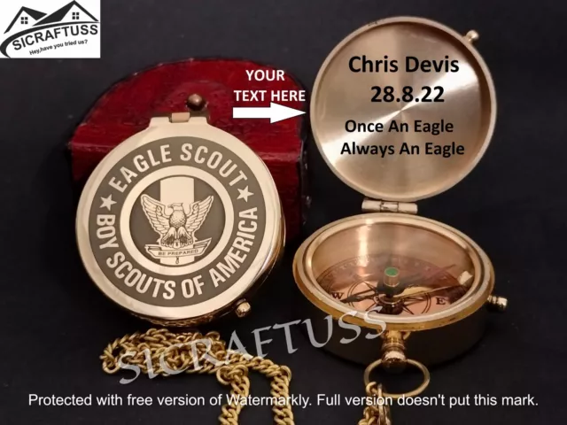 Personalized Eagle scout of america brass compass | Boy Scout Compass For Gift.