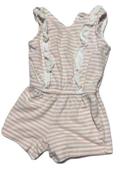 Baby Girl Summer Clothes: Carters Brand Romper Pink And White Size 6 months