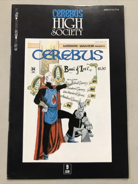 Cerebus High Society #9 June 1990 Aardvark Vanaheim Comic Book