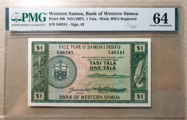 SAMOA WESTERN, 1967 1 Tara P 16 b UNC PMG 64