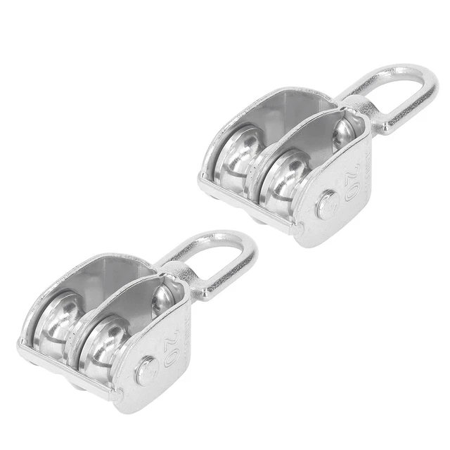 Lot De 2 Poulies Doubles M20 Type U Capacité De Roulement Simple 75 Kg