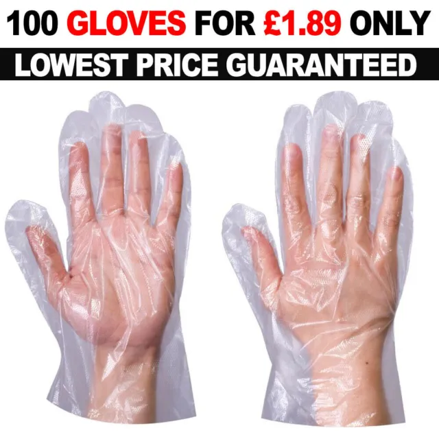 Klare Einweg Kunststoff Polyethylen Handschuhe pulverfrei & latexfrei lebensmittelecht 100