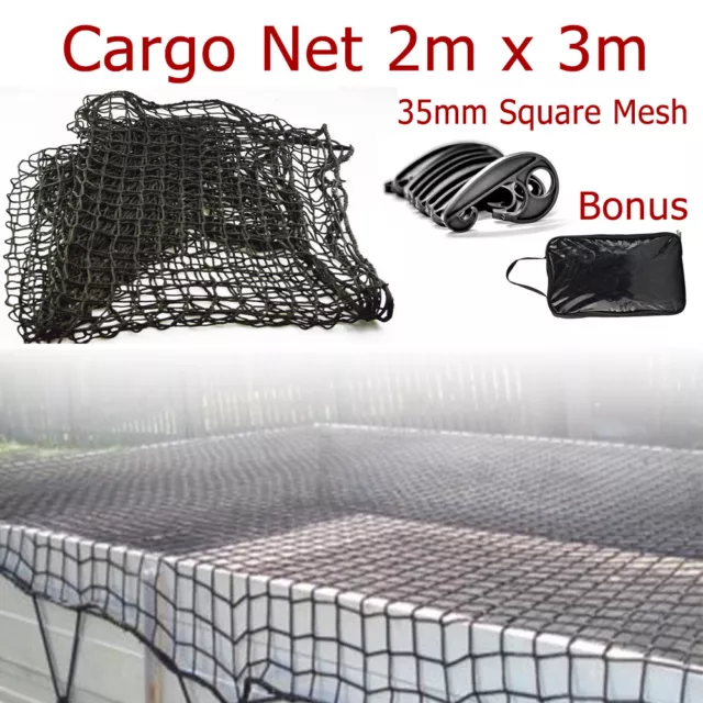 2m x 3m Cargo Net 35mm Square Mesh Heavy Duty Large Safe Ute Trailer Boat Trucks