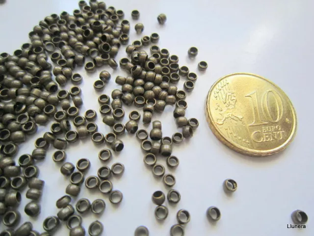 Perlas bola lisa 2,5 mm X 220 UNIDADES ó 5 gramos bronce 1,5 mm agujero abalorio
