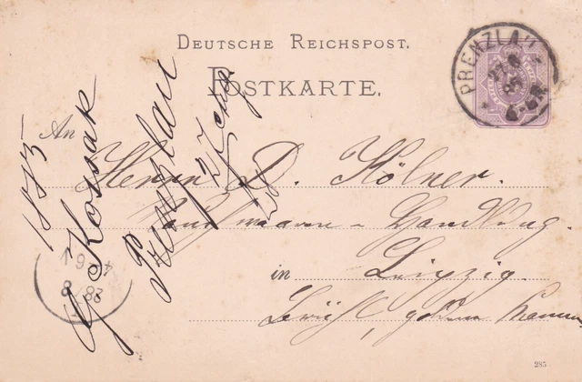 PK Dt.Reichspost , 1885 , Prenzlau