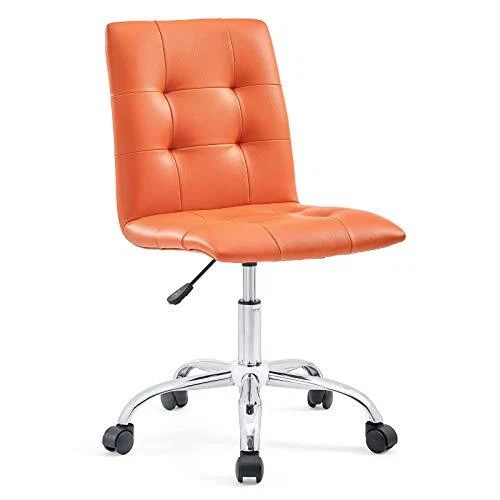 Modway Prim Ribbed Armless Mid Back Swivel Conference Office Chair In Orange