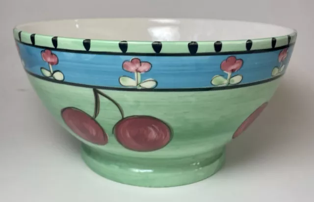 Certified International Large Serving Bowl with Cherries and Flowers