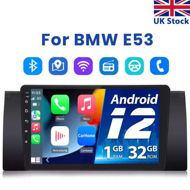 For BMW E53 9" Android 12.0 Car Stereo GPS Radio Sat Nav WIFI BT USB 1+32G DAB+