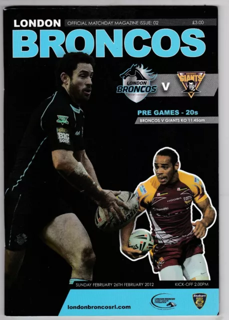 London Broncos V Huddersfield Giants Super League 26/2/2012