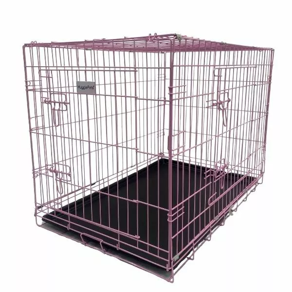 HugglePets Dog Cage PINK BLUE Puppy Crate with Tray Small Medium Large Training