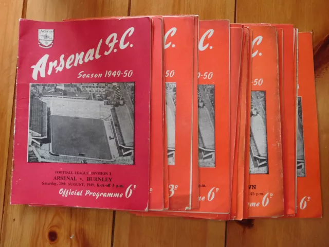 Arsenal home programmes  1949/50 - League Cup & Reserves fixtures