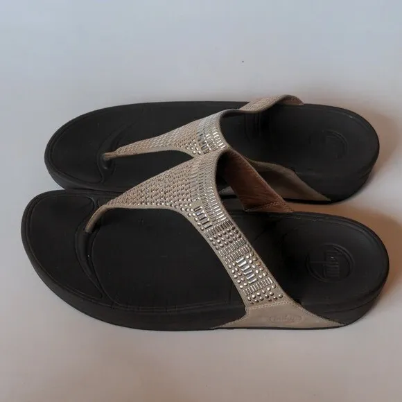 Fitflop Aztec Chada Embellished Thong Sandals Size 9