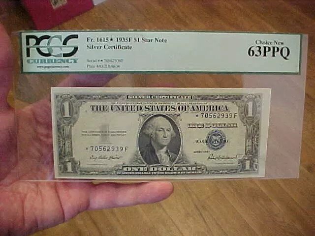 1935F $1 One Dollar Silver Certificate Star Note Blue Seal Pcgs 63Ppq Fr.1615*