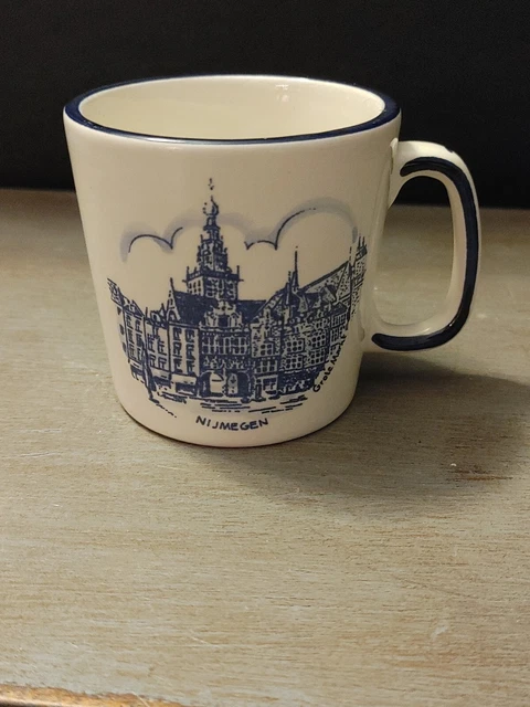 Vintage Delft Blue White Mug Teacup  Hand Painted Holland Nijmegen