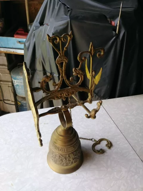 Beautiful Vintage Mid Century Solid Brass Ornate Bell Germany pull Handle
