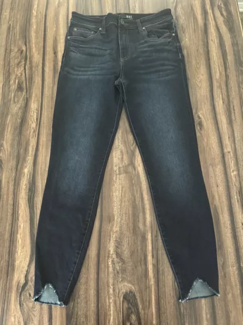 Kut From The Kloth Connie High Rise Ankle Skinny Jeans Sz 6 Raw Hem Dark Wash