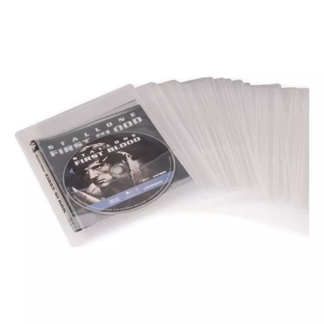 Atlantic Clear Pocketed Movie Sleeves For Discs (CDs DVDs Blu-rays) - 25 Pack