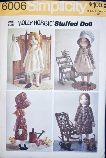 Sewing Pattern Simplicity 6006; ©1973; Holly Hobbie Rag Doll and Wardrobe - CUT