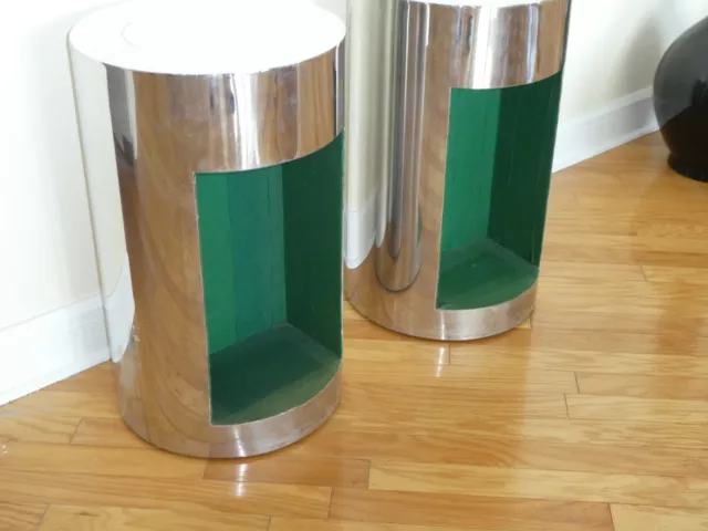 High Style 1970'S  Brueton Polished Steel Pedestals - A Pair 3