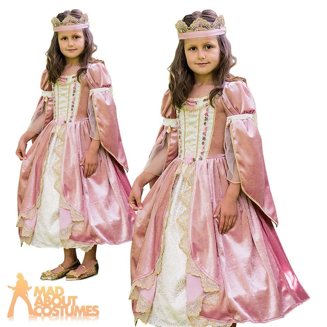 Kids Girls Royal Princess Costume Medieval Tudor Book Day Fancy Dress Outfit