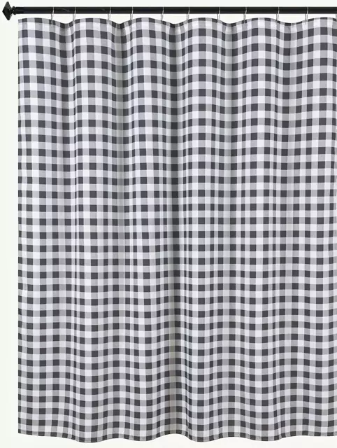 Extra Long Textured Fabric Shower Curtain 72" Width by 84" Height, Black & Grey