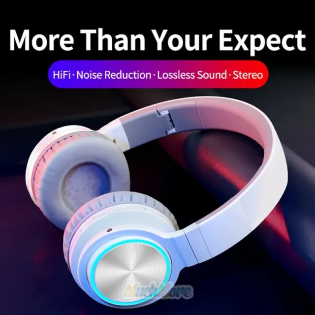 Bluetooth Headphones Over Ear Noise Cancelling Wireless Foldable Headset w/Mic