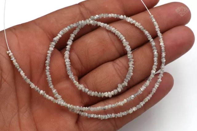 19 Cts Raw Grey White Diamond Beads Rough Uncut diamond beads 17" strand Jewelry