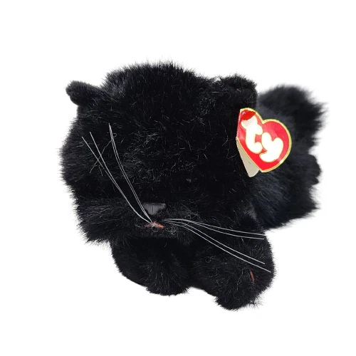 TY VINTAGE 1997 Classic Licorice Black Cat Stuffed Animal Plush Red Bow