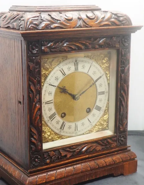 Lenzkirch Carved Bracket Clock Oak Cased Striking 8Day Mantle Clock Antique 1880 2