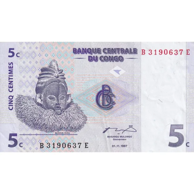 [#149659] Congo Democratic Republic, 5 Centimes, 1997, 1997-11-01, KM:81a, AU(50