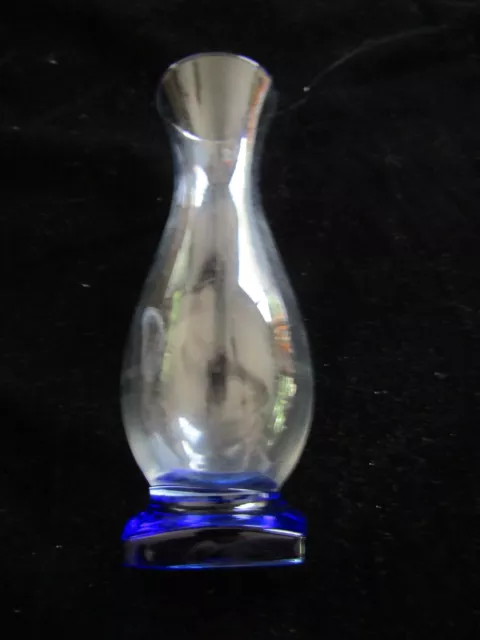 Bormioli Rocco Beautiful Square Base Cobalt Blue Glass Vase Made In Italy